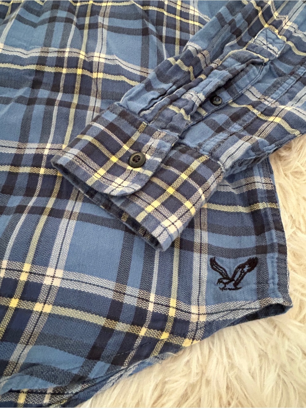 American Eagle Outfitters Blue Plaid Button-Down Shirt - Picture 8 of 11